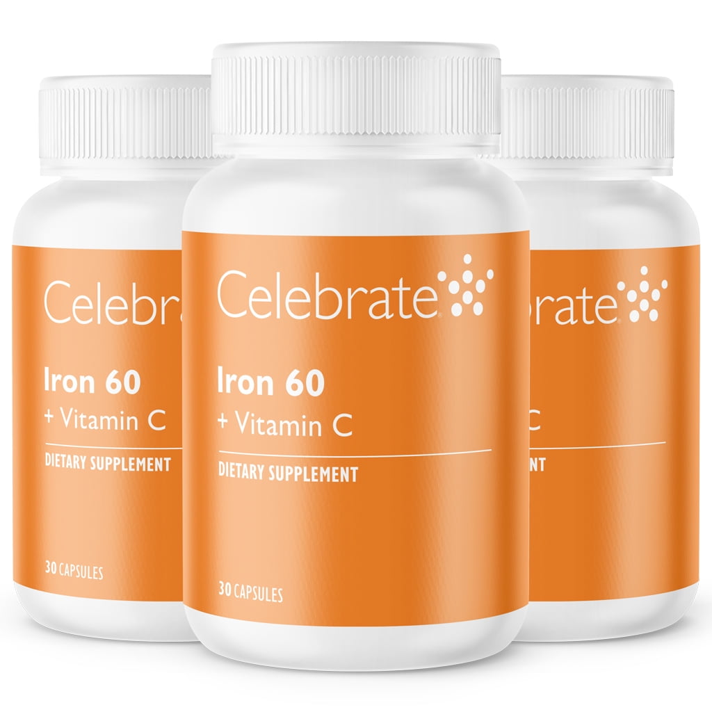 Celebrate Vitamins 60 mg Iron + Vitamin C Capsules - 90 count