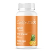CELEBRATE VITAMINS 60 mg Iron Plus Vitamin C Soft Chews, Twisted Citrus Flavor, 30 Count