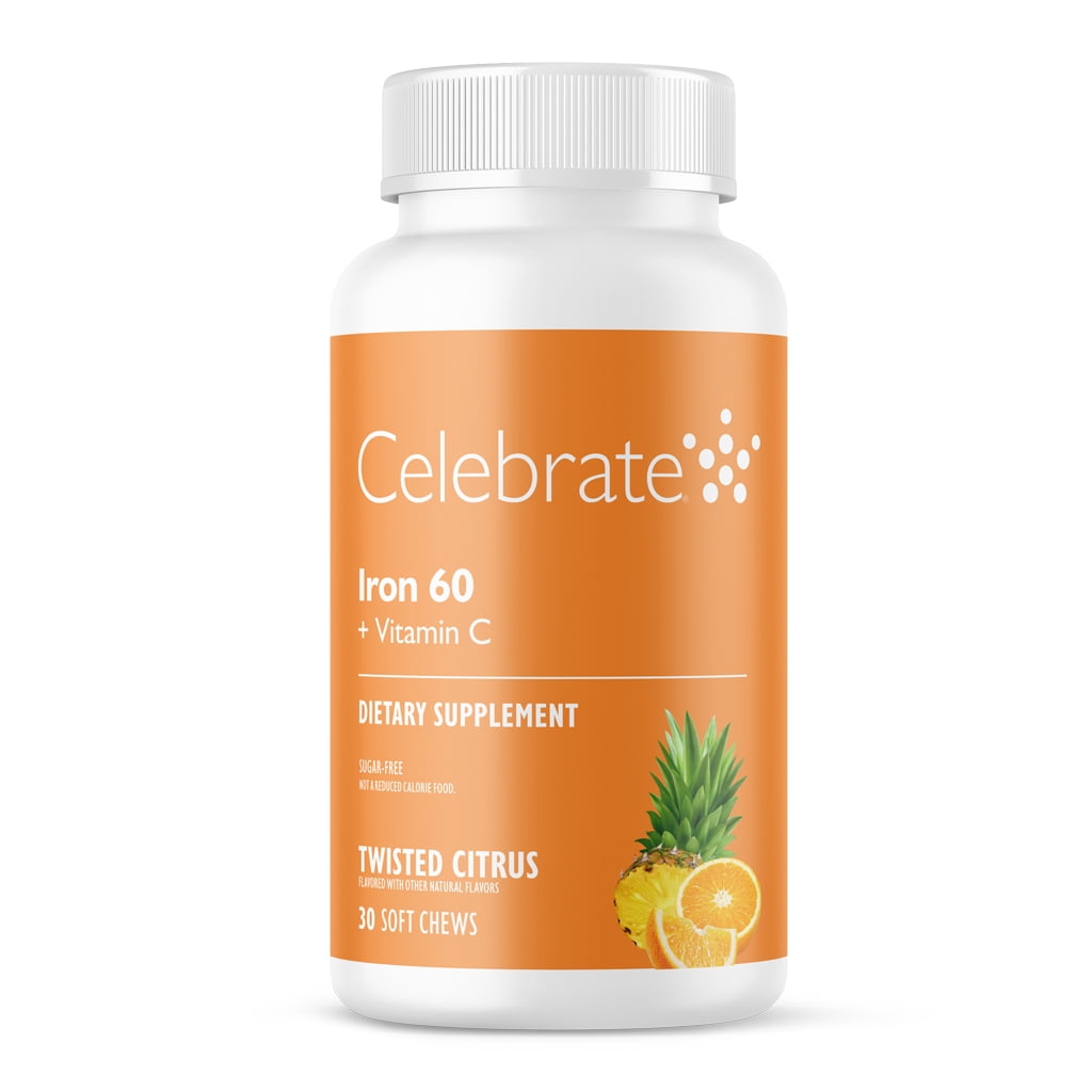 Celebrate Vitamins 60 mg Iron + Vitamin C Soft Chews - Twisted Citrus - 30 count