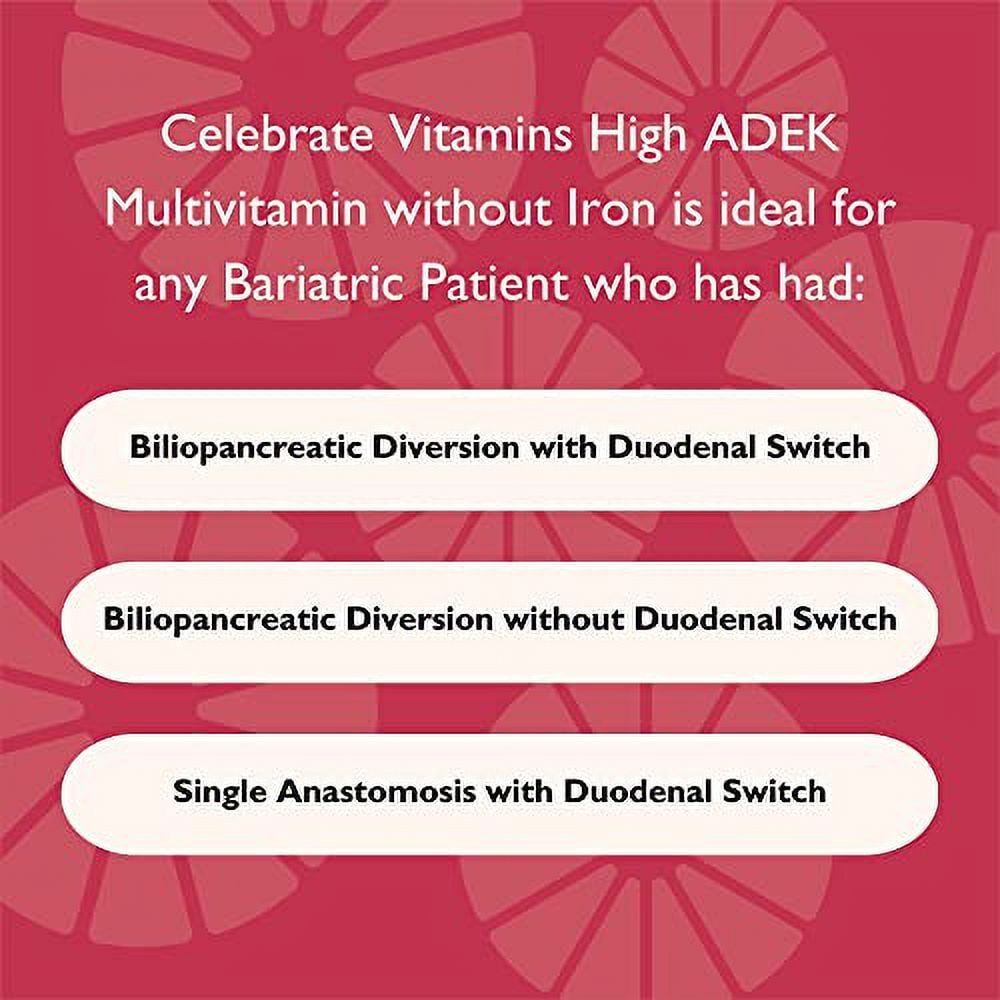 Celebrate Vitamins Bariatric High ADEK Multivitamin Capsules, Iron Free ...