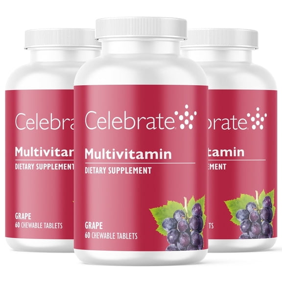 Celebrate Vitamins Bariatric Multivitamin Iron Free Chewables, Grape, 180 ct