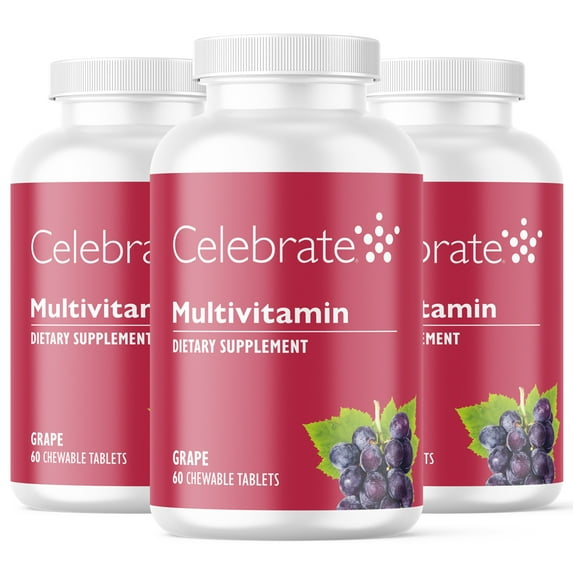 Celebrate Vitamins Bariatric Multivitamin Iron Free Chewables, Grape, 180 ct