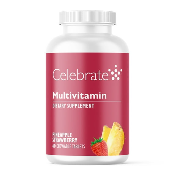 Celebrate Vitamins Bariatric Multivitamin Iron Free Chewables, Pineapple-Strawberry, 60 ct