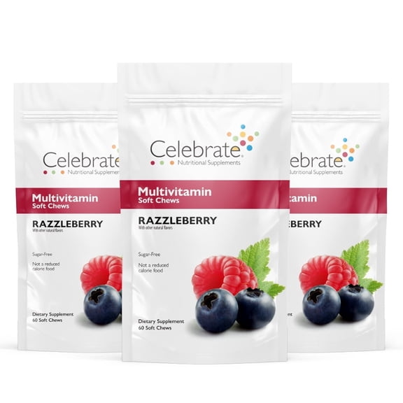 Celebrate Vitamins Bariatric Multivitamin Soft Chews, Razzleberry, 180 count