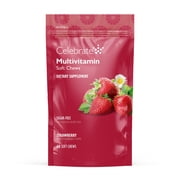 CELEBRATE VITAMINS Gluten Free Magnesium Copper Absorption Bariatric Multivitamin Soft Chews, Strawberry, 60 Count