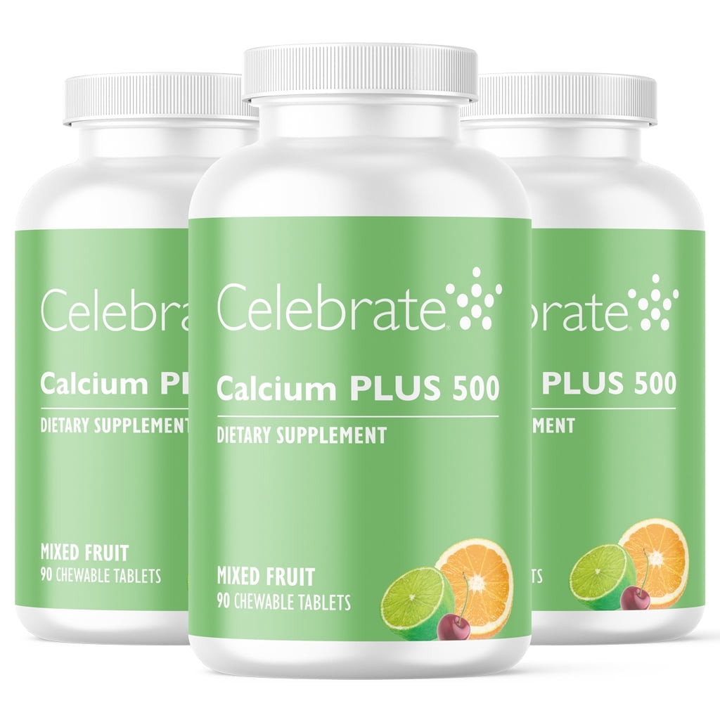Celebrate Vitamins Calcium Plus 500 Chewable Tablets, 500 mg Calcium Citrate with Vitamin D3, Mixed Fruit, 270 count
