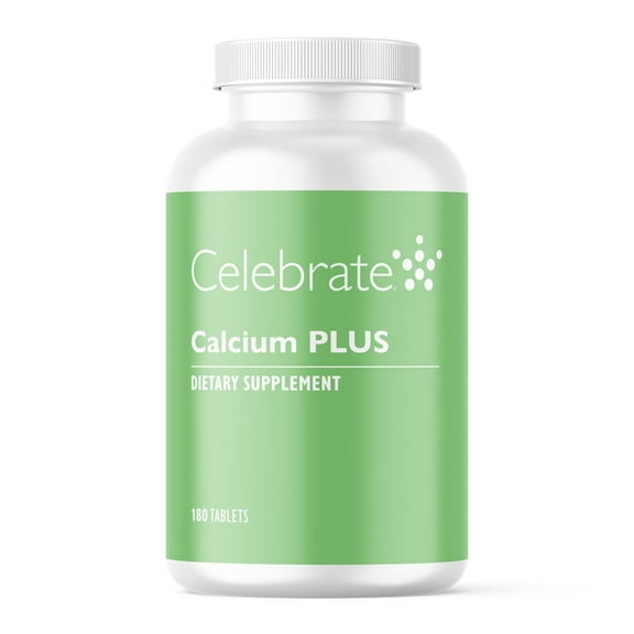 Celebrate Vitamins Calcium Plus Non-Chewable Tablets, 600 mg Calcium Citrate with Vitamin D3, 180 count