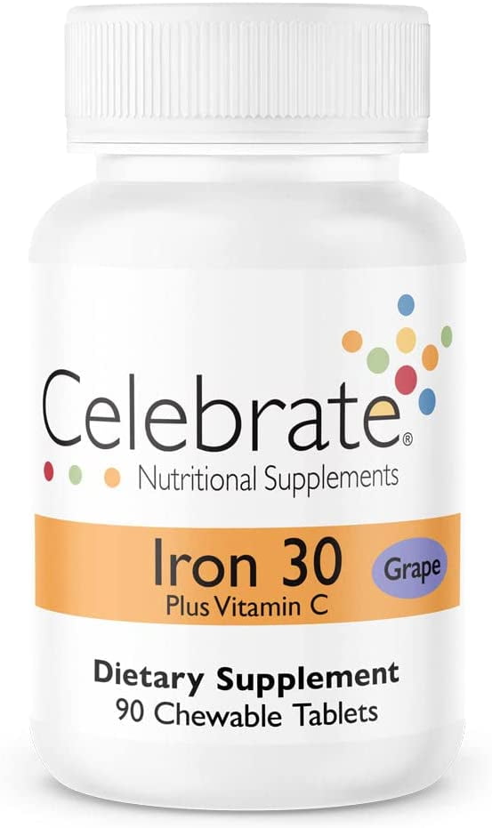 Celebrate Vitamins Iron with Vitamin C Chewables, 30 mg Iron, Grape