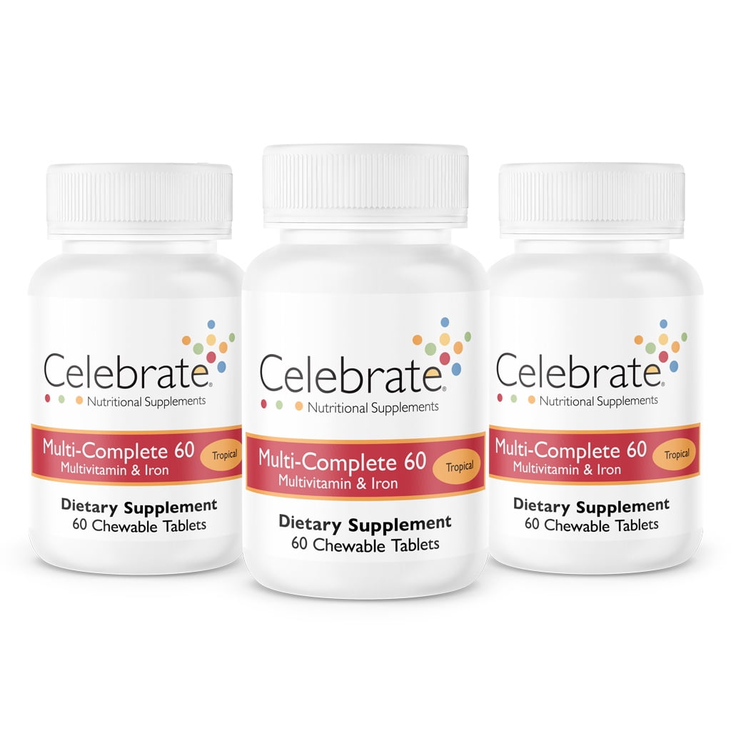 Celebrate Vitamins 60 Bariatric Multivitamin with Iron Chewables, 60 mg of Iron