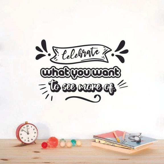 Celebrate What You Want To See More Of - New Year Inspirational Life Quote New Year's Resolution Cute Vinyl Wall Decor Wall Sticker Wall Art Wall Decal Home Office Living Room Size (35x40 inch)