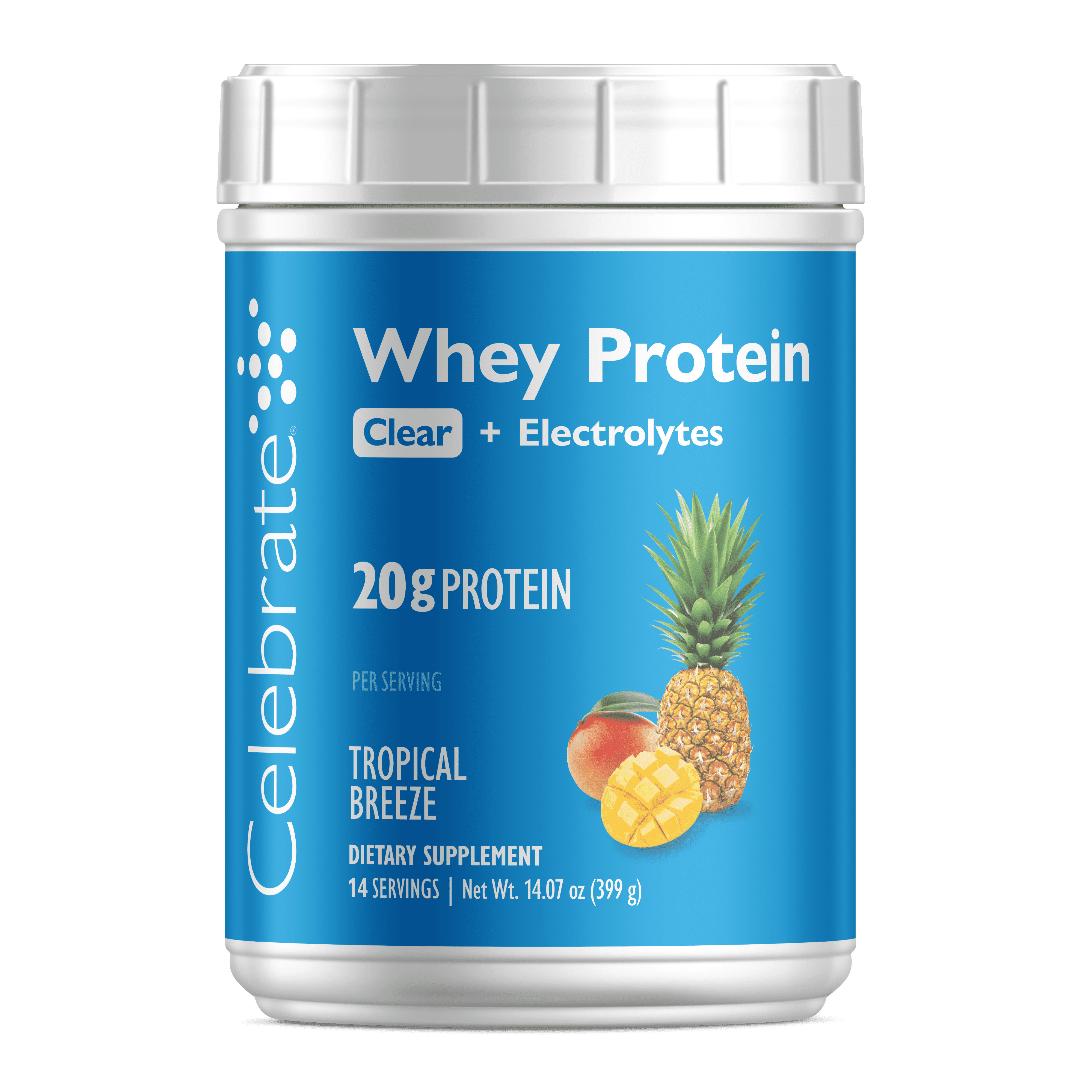 Celebrate - Whey Protein Clear + Electrolytes - Tropical Breeze