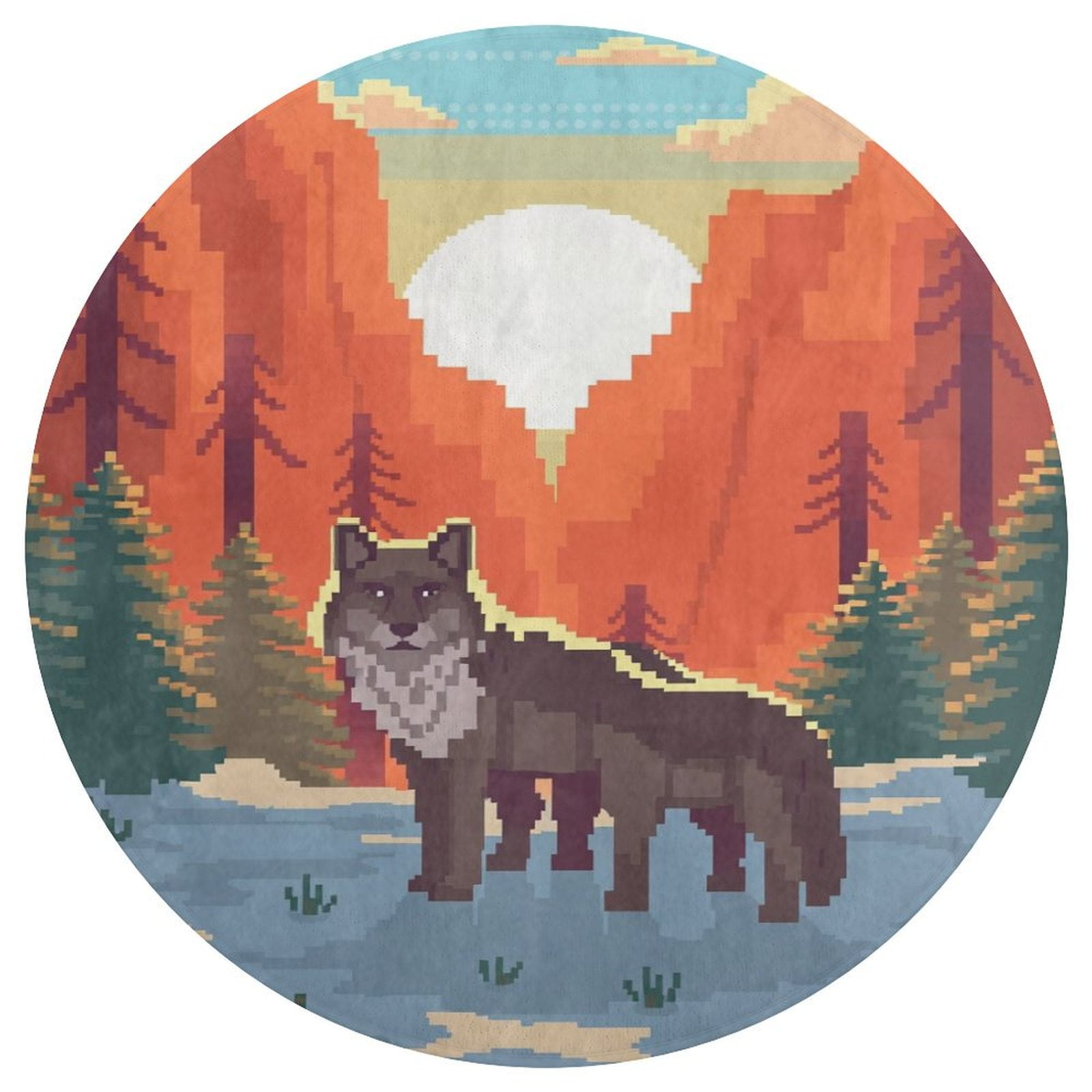 Celebrate with Wolves Round Area Rug Floor Carpets Washable Indoor ...