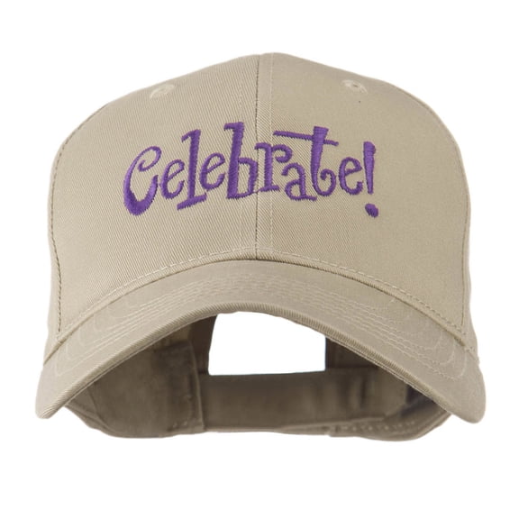 Celebrate Wording Embroidered Cap - Khaki OSFM