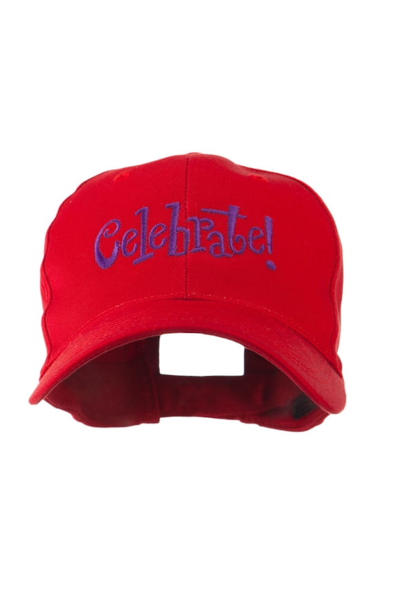 Celebrate Wording Embroidered Cap - Red OSFM