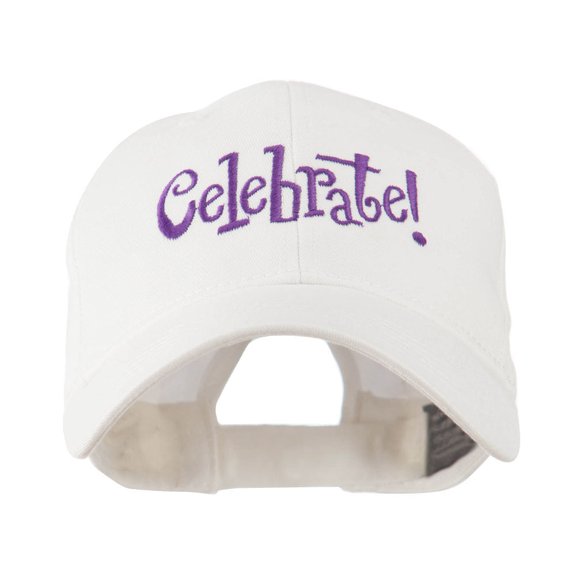 Celebrate Wording Embroidered Cap - White OSFM
