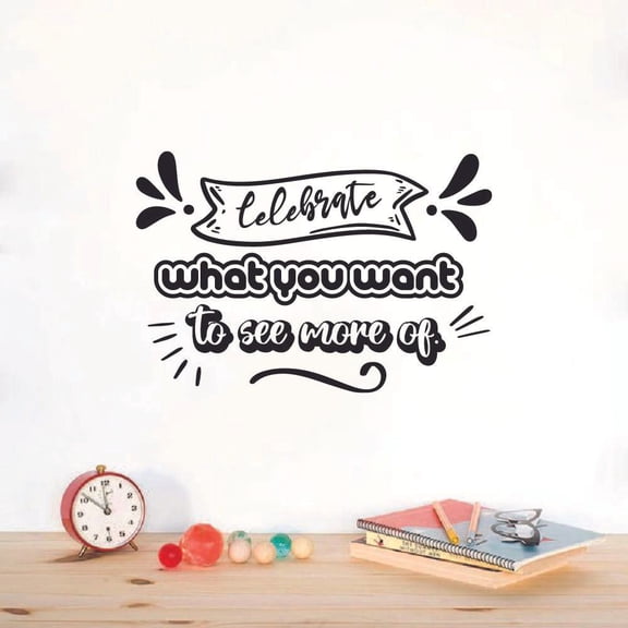 Celebrate What You Want To See More Of - New Year Inspirational Life Quote New Year's Resolution Cute Vinyl Wall Decor Wall Sticker Wall Art Wall Decal Home Office Living Room Size (27x30 inch)