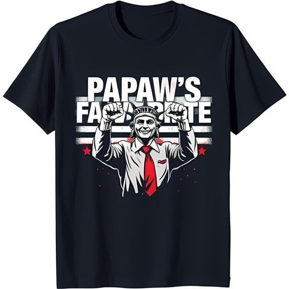 Celebrate in Style Men s Black T-Shirt with Patriotic Papaws Favorite Graphic