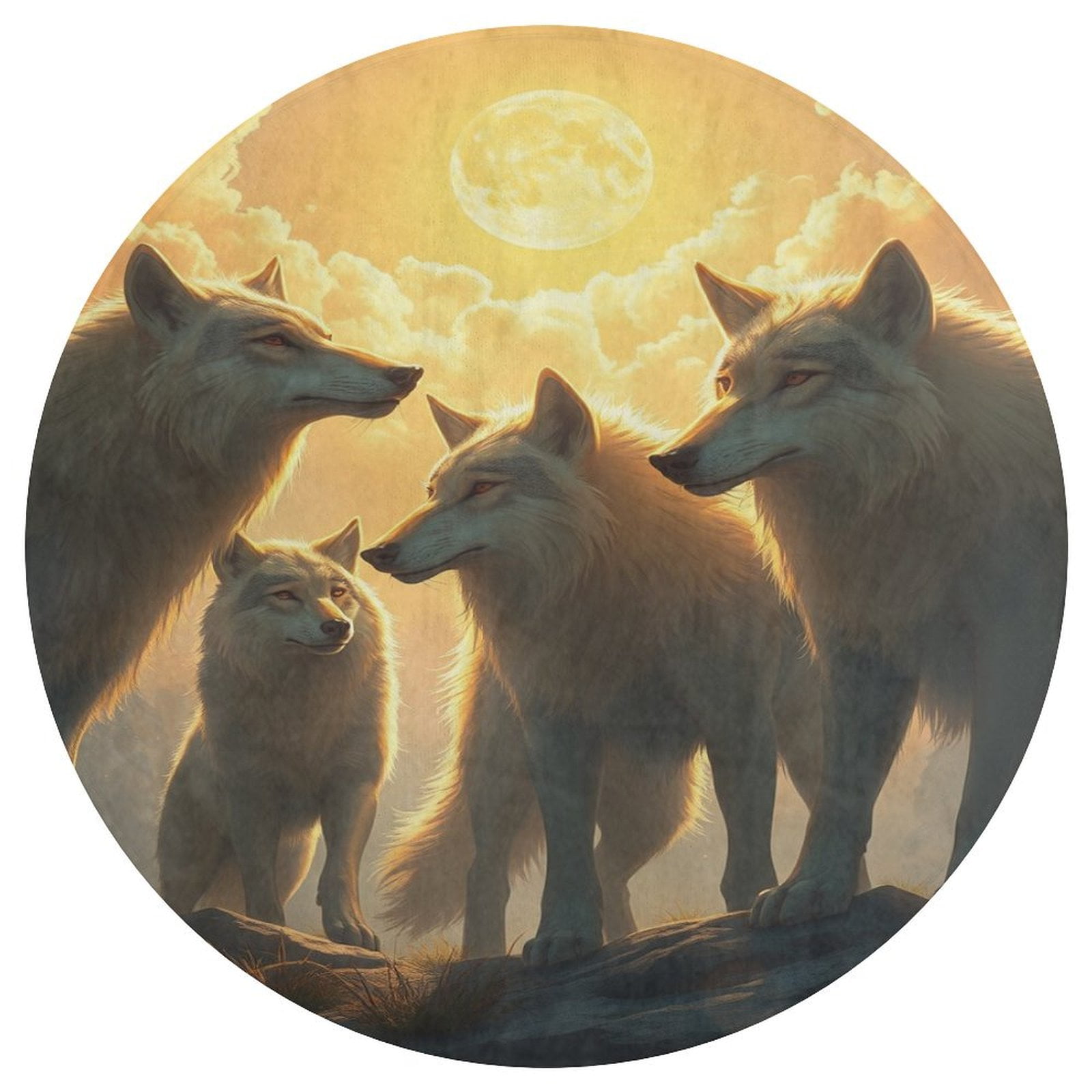 Celebrate with Wolves Circular Carpet Floor Mat Living Room Sofa Room ...