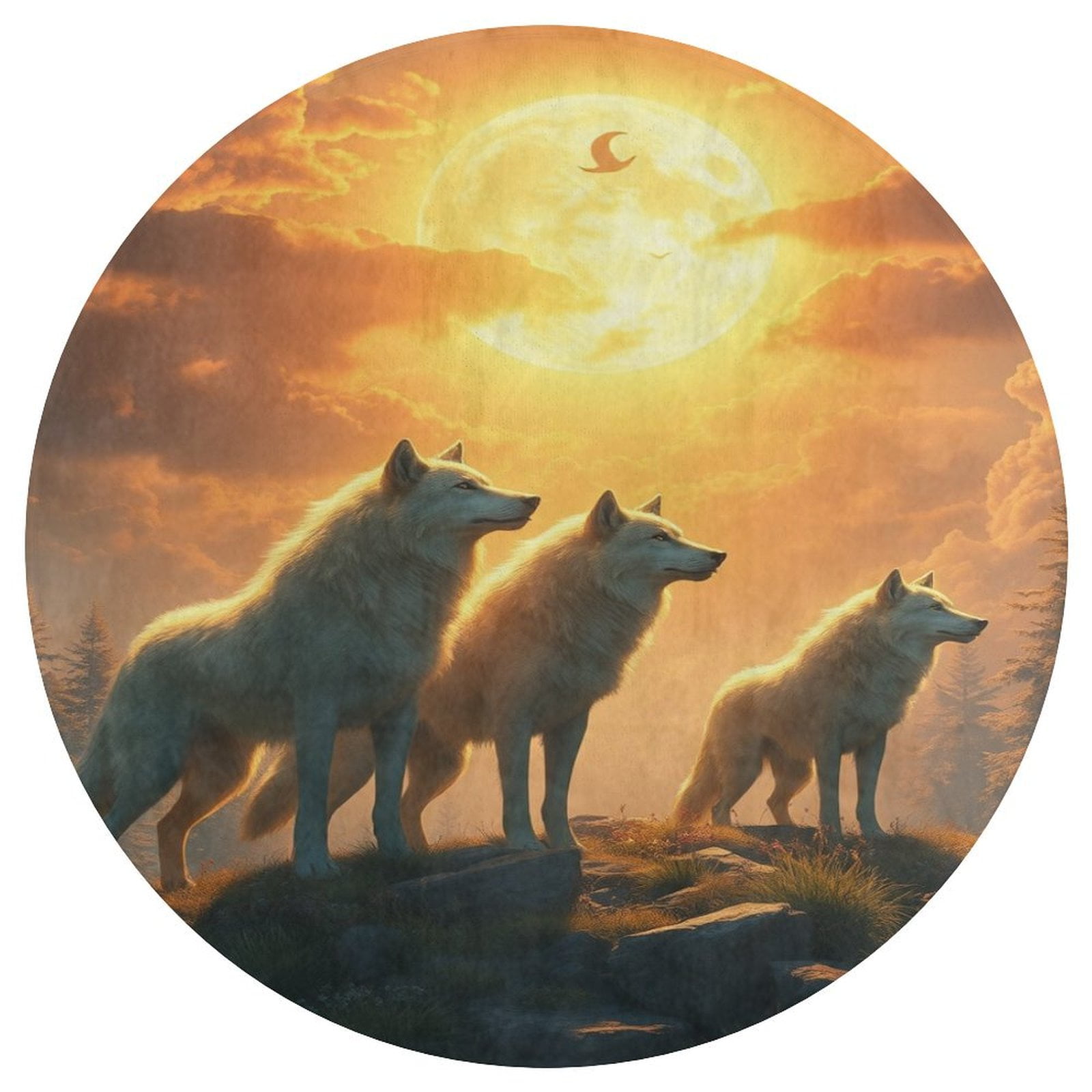 Celebrate with Wolves Rugs Trea Rugs Not-Slip Round Rugs Area Carpets ...