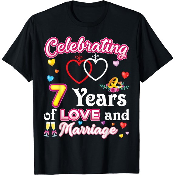 Celebrating 7 Years Of Love And Marriage 7th Anniversary T-Shirt