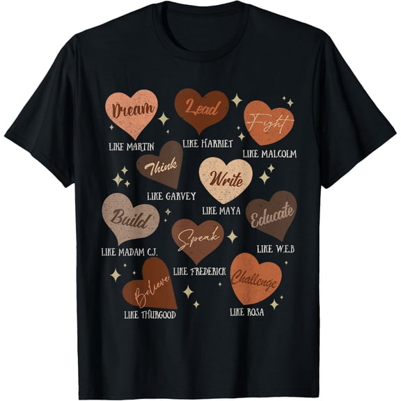 Celebrating Black History with Educated Leader Hearts T-Shirt100% cotton