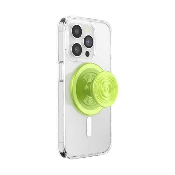 PopSockets Phone Grip for MagSafe, Magnetic Holder, Phone Stand, Neon Green - Ripple Iridescent Absinthe