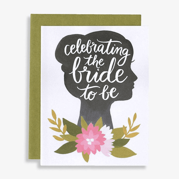 Celebrating the Bride to Be Card  Elegant Floral Design with Silhouette  Perfect for Bridal Showers, Engagements, or Wedding Gifts  Blank Inside for Personalized Messages