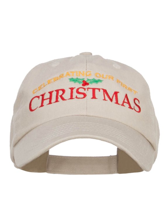 Celebrating First Christmas Embroidered Low Cap - Stone OSFM