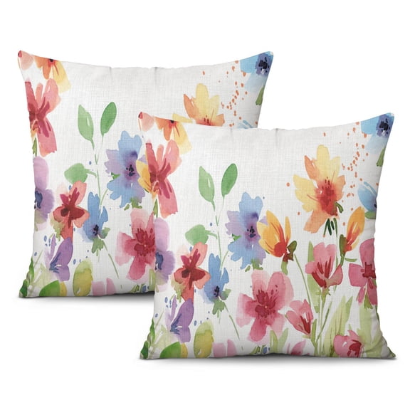 Celebrating Spring & Summer: Pink Flower Floral 20x20inch Inch Throw Pillow Covers, Set of 2 - Farmhouse Outdoor Decorative Pillows Perfect for Home, Couch, Sofa, and Living Room Decorations
