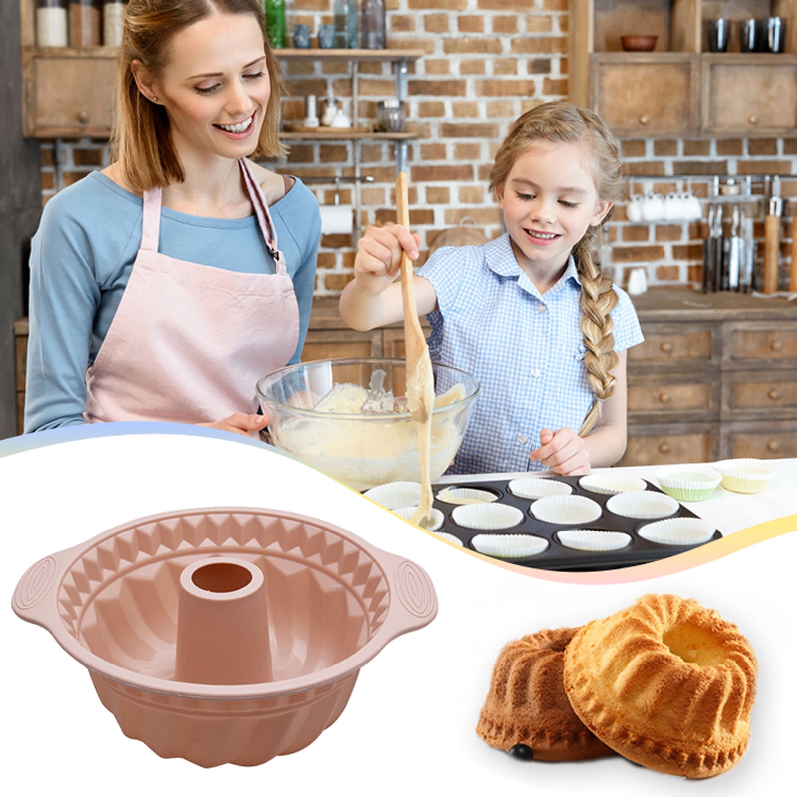 Celebration in Silicone Cake Pan, Non-stick Bundt Pan with