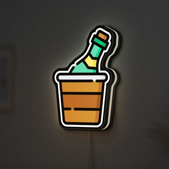 Celebration Champagne 3D Novelty Light Box, Personalized Text Option, Statement Wall Piece for Home Bar Setups and Pub Interiors (Width 8 inch, 20cm)