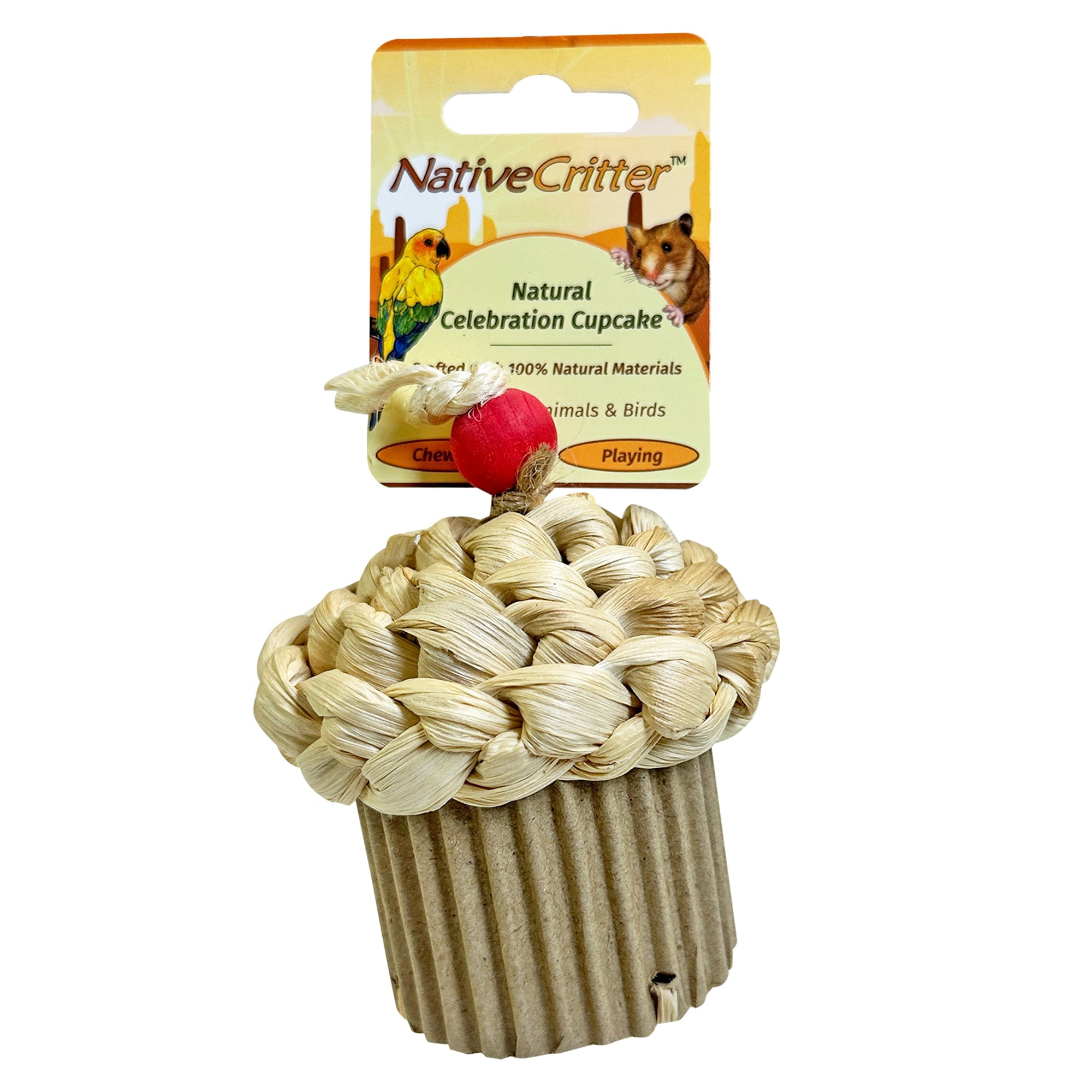 Celebration Cupcake - NativeCritter Natural Birthday Chew for Hamsters, Gerbils, Rabbits, Guinea pigs, Prairie Dogs, Chinchillas, Degus, Squirrels, Rats and other chewing small animals
