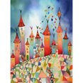 thumbnail image 1 of Celebration Day Cityscape Processional Street Folk Art Watercolour Painting Extra Large XL Wall Art Poster Print, 1 of 3