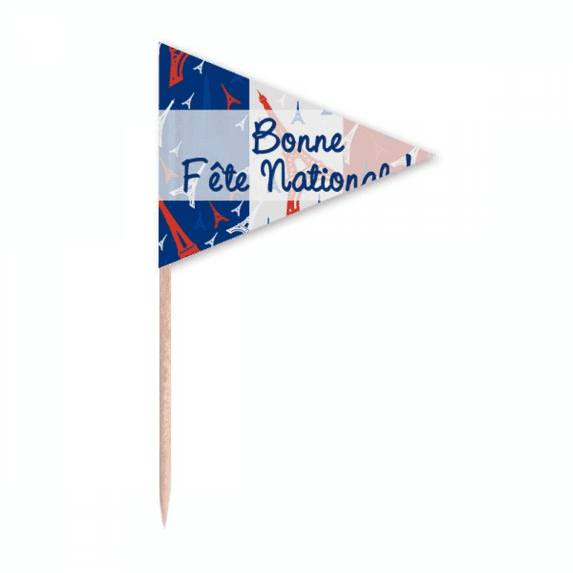 Celebration Eiffel Tower France Landmark Toothpick Triangle Cupcake Toppers Flag
