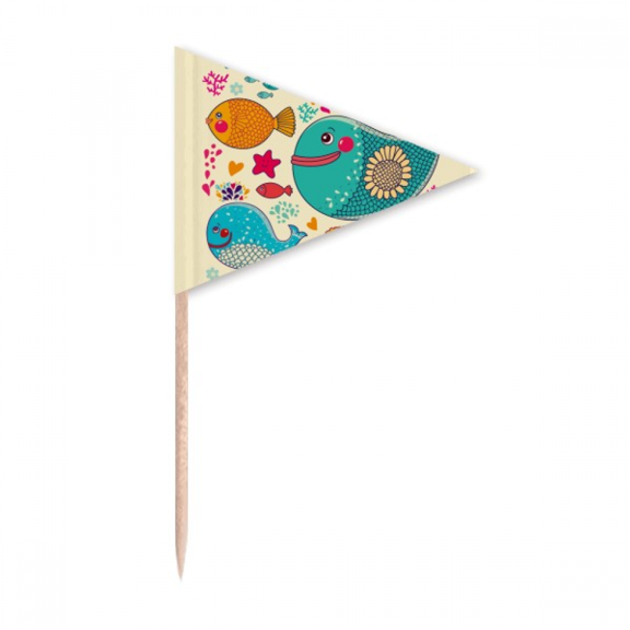 Celebration Fish Colourful Ocean Toothpick Triangle Cupcake Toppers Flag