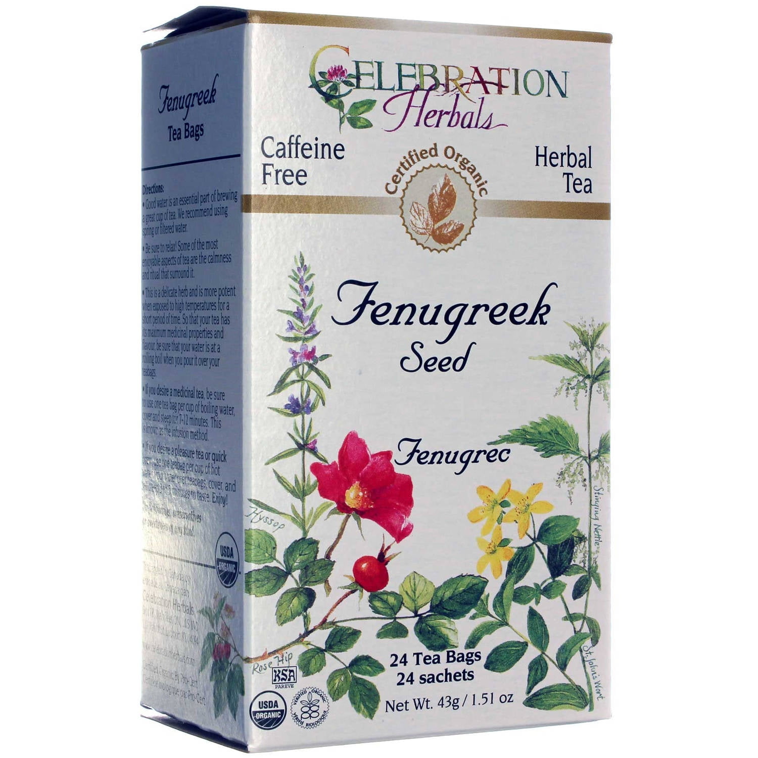 Celebration Herbals Fenugreek Seed Herbal Tea Bags, 24 count, (Pack of