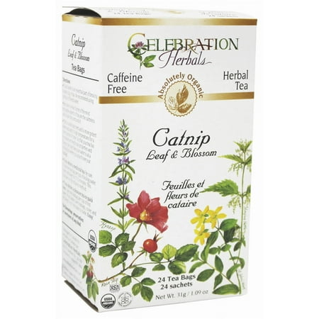 Celebration Herbals Organic Catnip Leaf and Blossom Tea Caffeine Free 24 Herbal Tea Bags