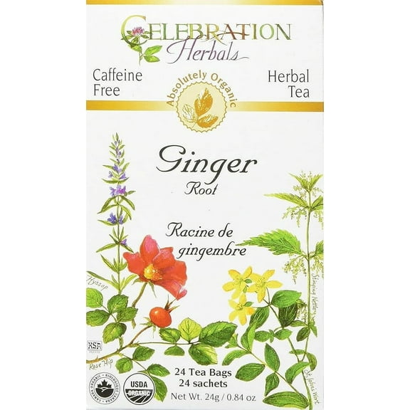 Celebration Herbals Organic Ginger Root Tea Caffeine Free - 24 Herbal Tea Bags