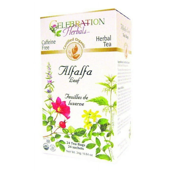 Celebration Herbals Organic Herbal Tea Caffeine Free Alfalfa Leaf 24 Tea Bags