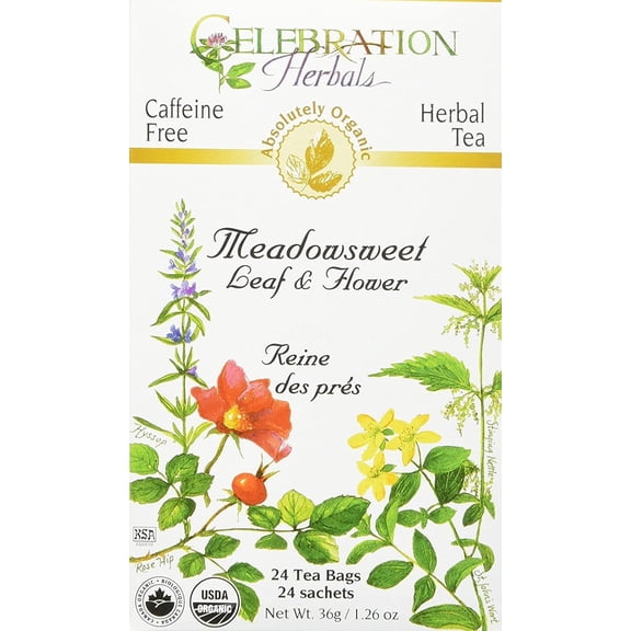 Celebration Herbals Organic Meadowsweet Leaf & Flower Tea -- 24 Tea Bags Pack of 2