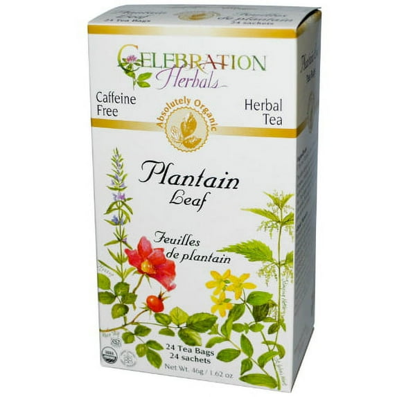 Celebration Herbals Organic Plantain Leaf Tea Caffeine Free 24 Herbal Tea Bags