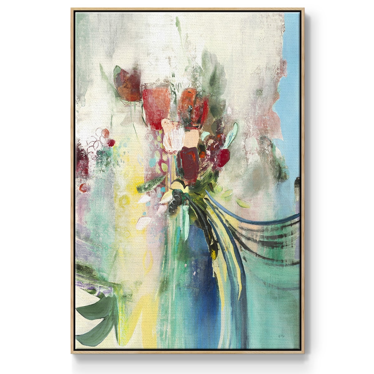 Celebration I Framed Premium Gallery Wrapped Canvas - Ready to Hang - 25 x 37 - Natural Wood Floating Frame