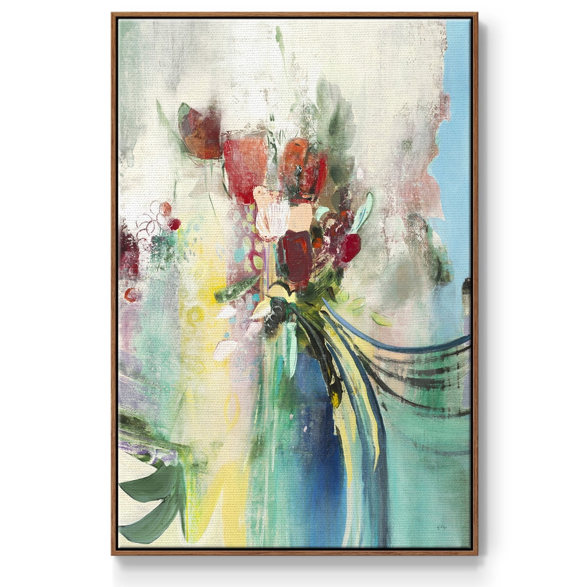 Celebration I Framed Premium Gallery Wrapped Canvas - Ready to Hang - 25 x 37 - Walnut Floating Frame