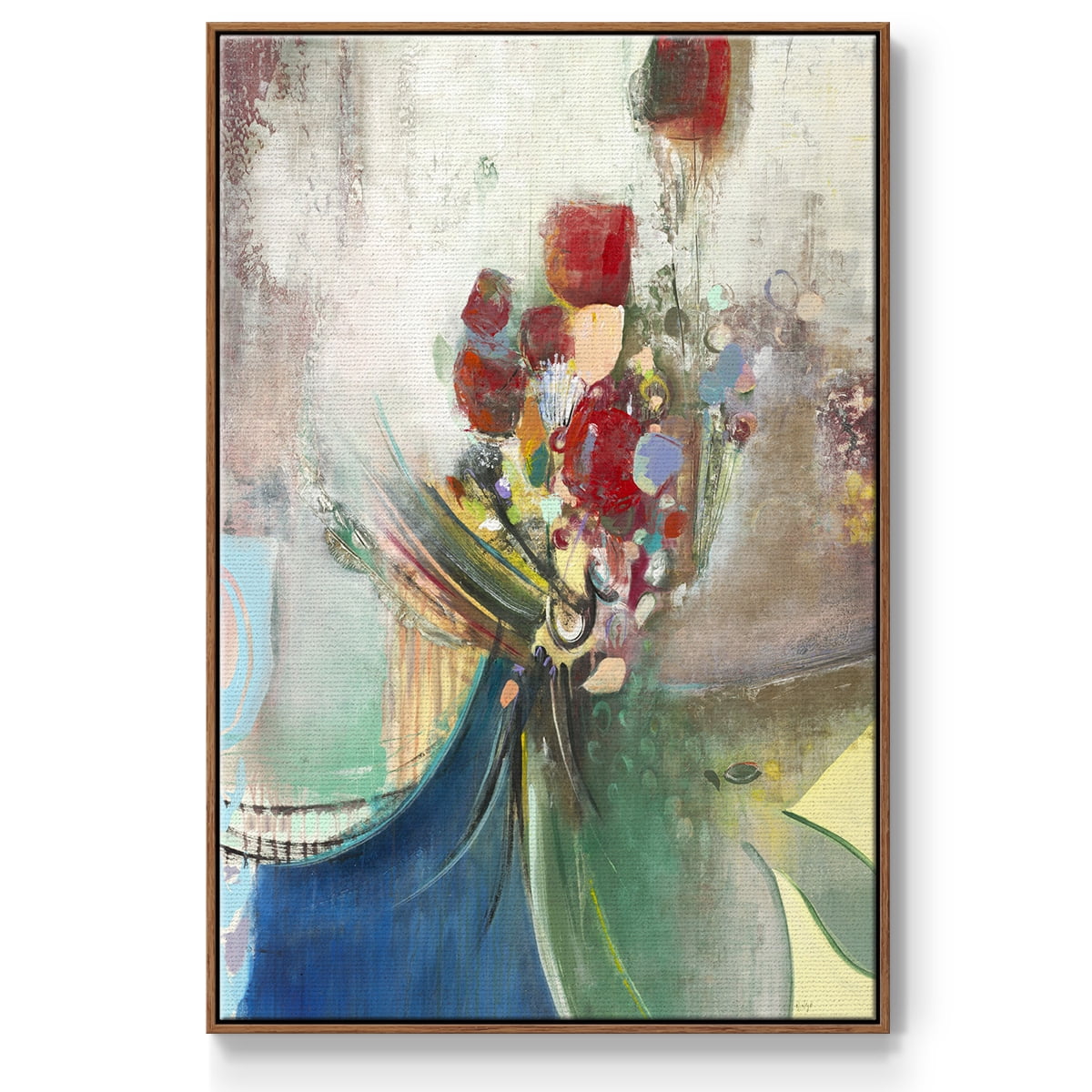 Celebration II Framed Premium Gallery Wrapped Canvas - Ready to Hang - 17 x 25 - Walnut Floating Frame