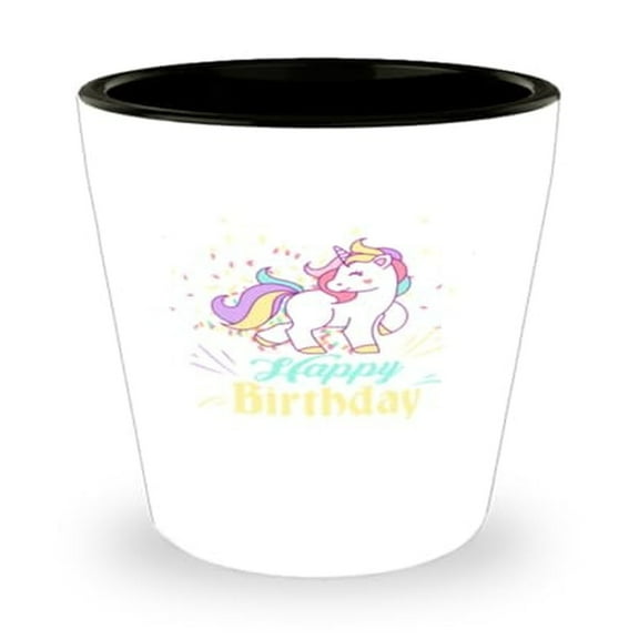 Celebration Shot Glass, Happy Birthday Unicorn, Fantasy Gift, Mini Glassware, 1.5oz Cup