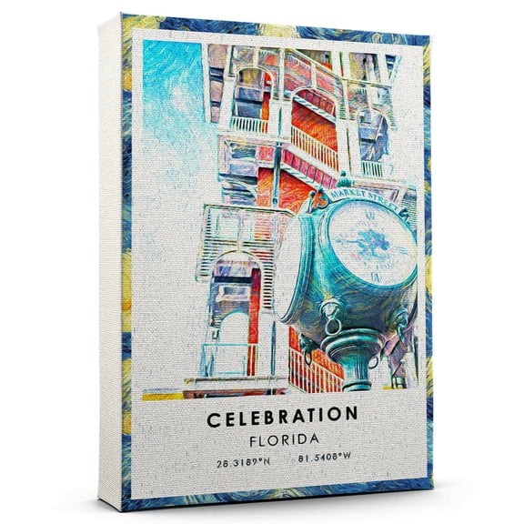 Celebration Travel Canvas, Florida Travel Art Canvas, Celebration Travel City Canvas, Travel Artwork Canvas