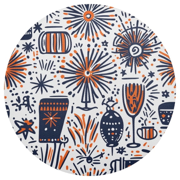 Celebration and Festivity Pattern 6-Piece 15.4in Durable PVC Plate Mats, Heat-Resistant for Parties and Dining