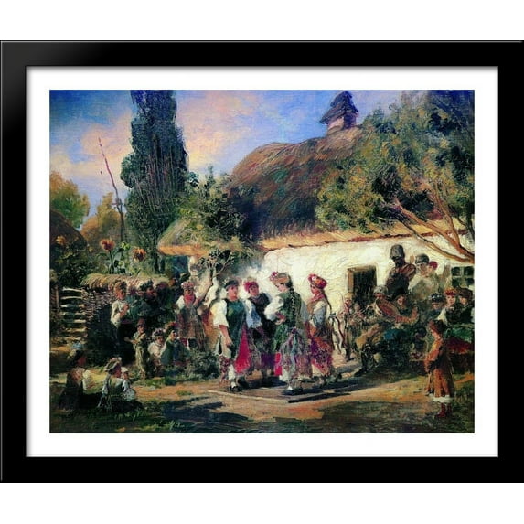 Celebration in Ukraine 34x28 Large Black Wood Framed Print Art by Konstantin Makovsky
