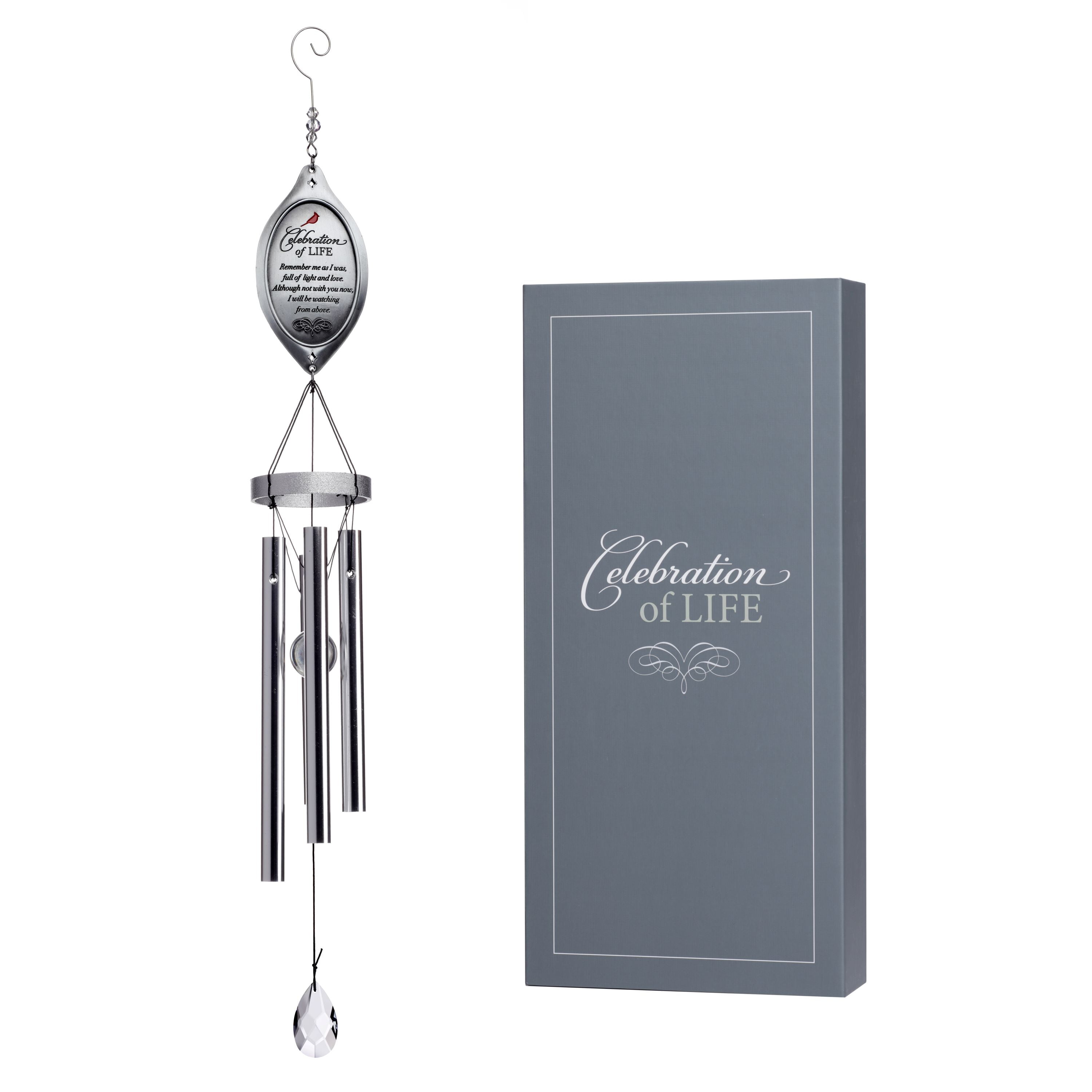 Celebration of Life Memorial Wind Chime with Crystal Accents