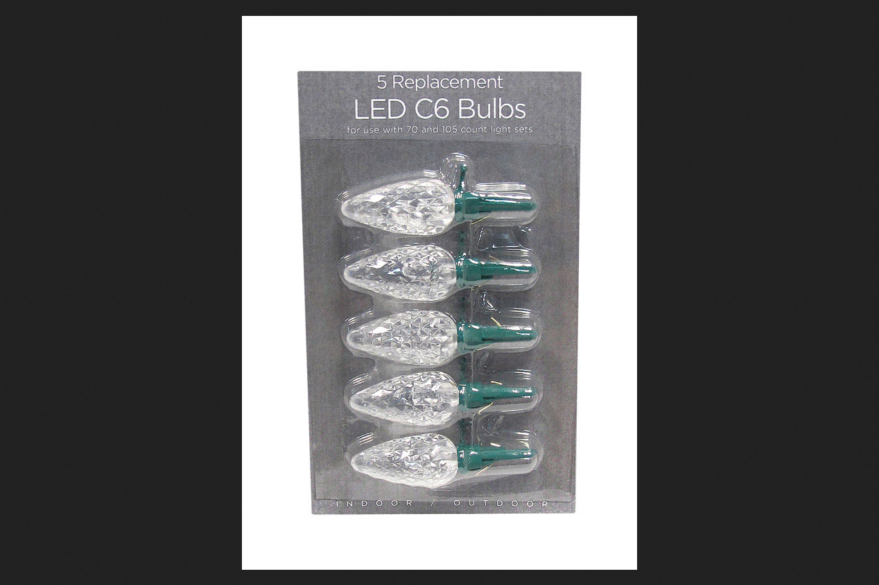 Celebrations 1120571 C6 LED Replacement Bulbs, Warm White, Cd/5